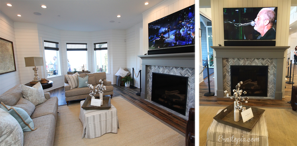 Family Room with TV above Fireplace