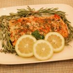 Herb crusted salmon with lemons