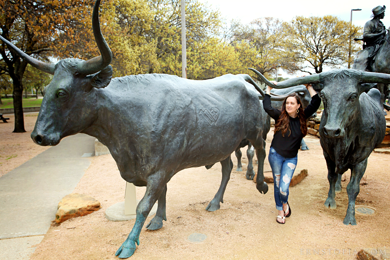  Our trip to Waco, Texas included a stop to see the “Branding the Brazos” sculptures next to the suspension bridge. 