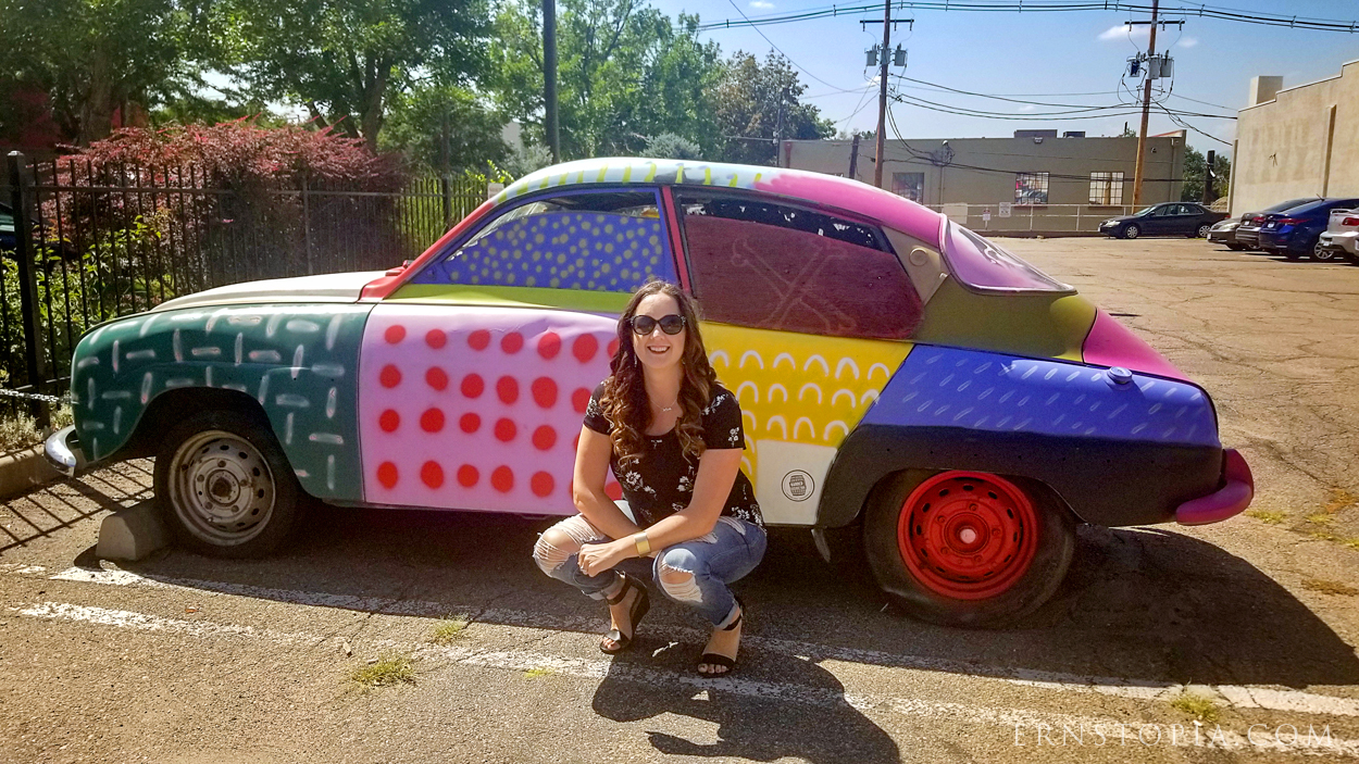 Funky patchwork painted car