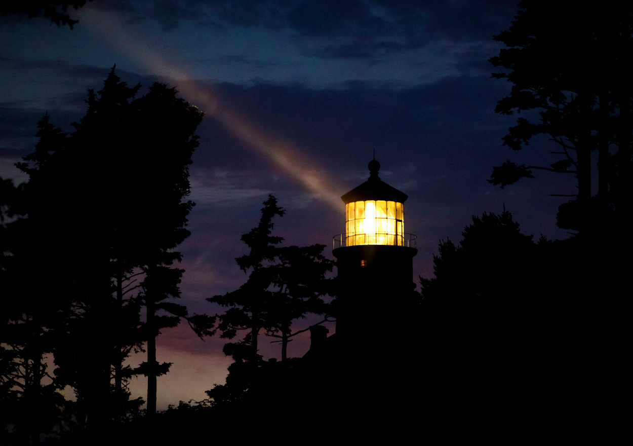 Heceta Head lighthouse at night