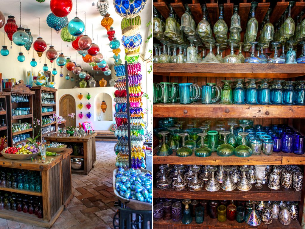A beautiful display of hand-blown glassware