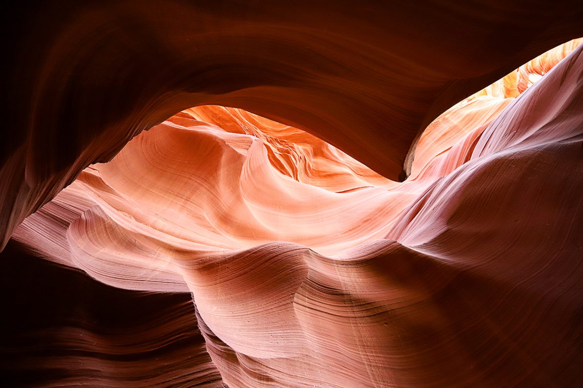 Colorful sandstone walls of Antelope canyon