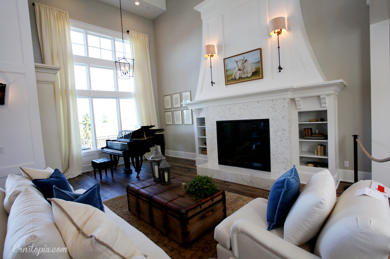Formal Living Room with white tile fireplace