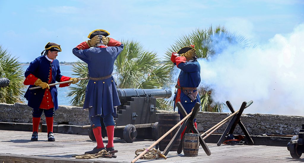 Cannon firing reenactment at Castillo de San Marco